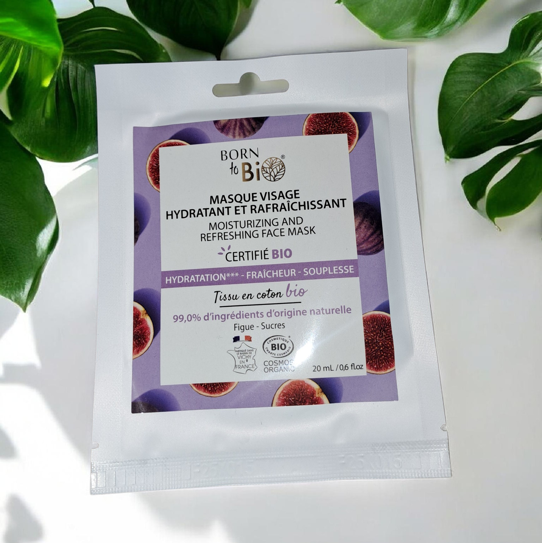 Masque Visage Hydratant & Rafraîchissant en Coton Certifié Bio – Figue & Sucres Végétaux
