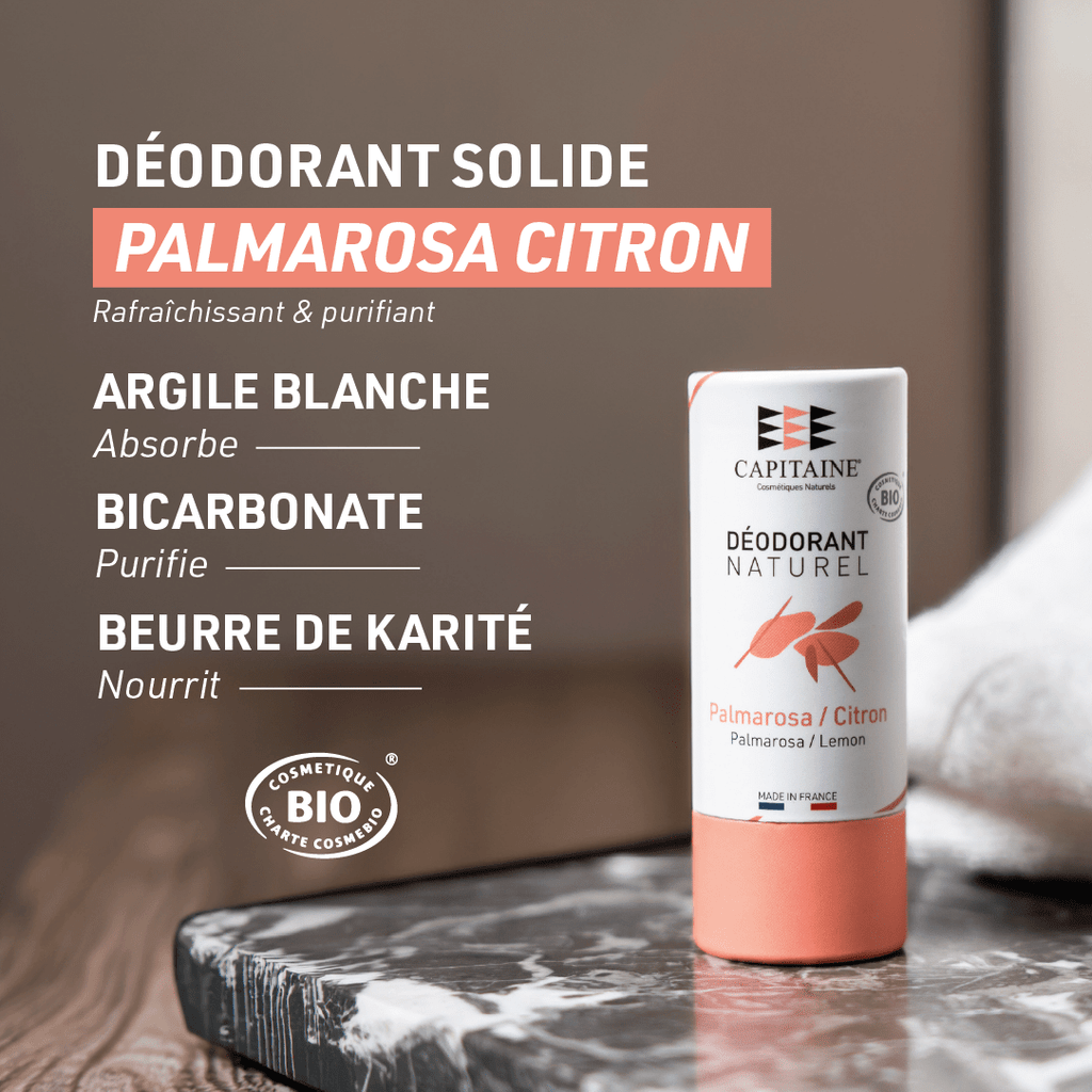 Déodorant solide BIO palmarosa citron