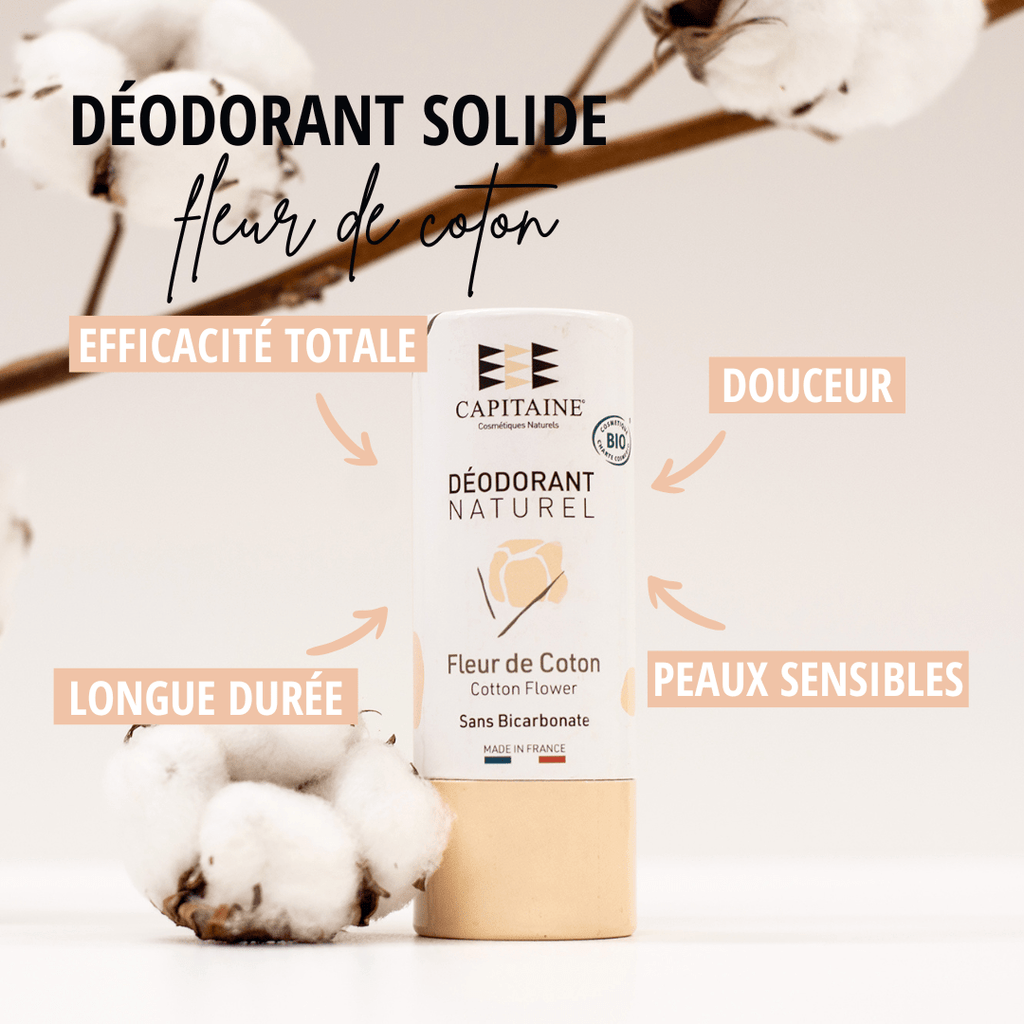 Déodorant BIO solide naturel sans bicarbonate – Fleur de coton | Peaux sensibles