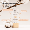 Déodorant BIO solide naturel sans bicarbonate – Fleur de coton | Peaux sensibles